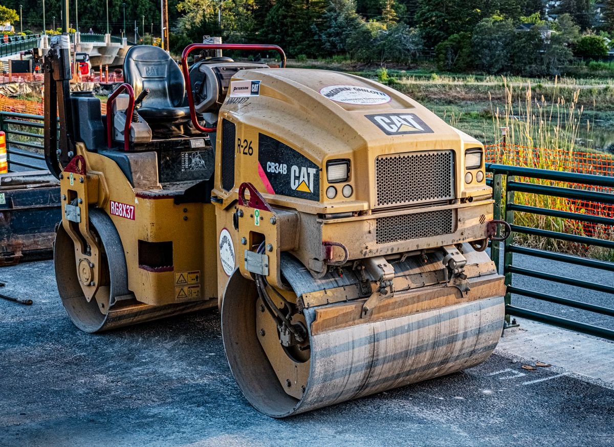 Compaction equipment on a prepared site