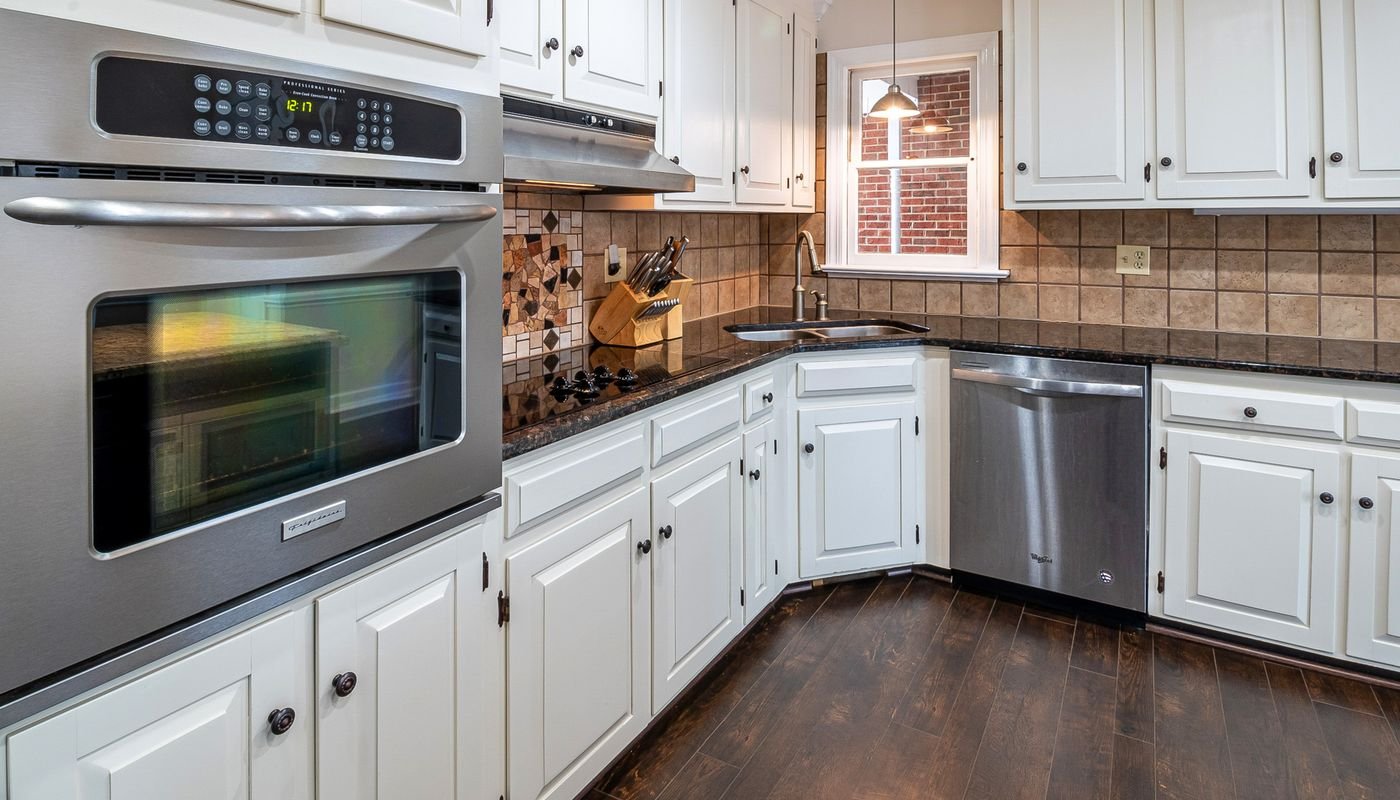 Granite countertop showing natural speckled pattern
