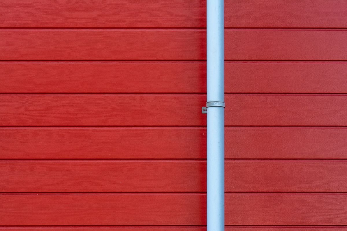 Rain gutter running along the roof edge of a house