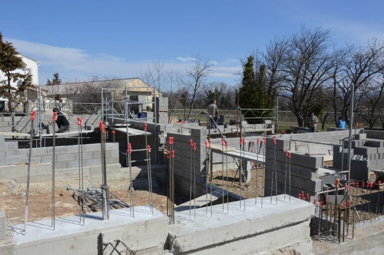 Concrete foundation under a house