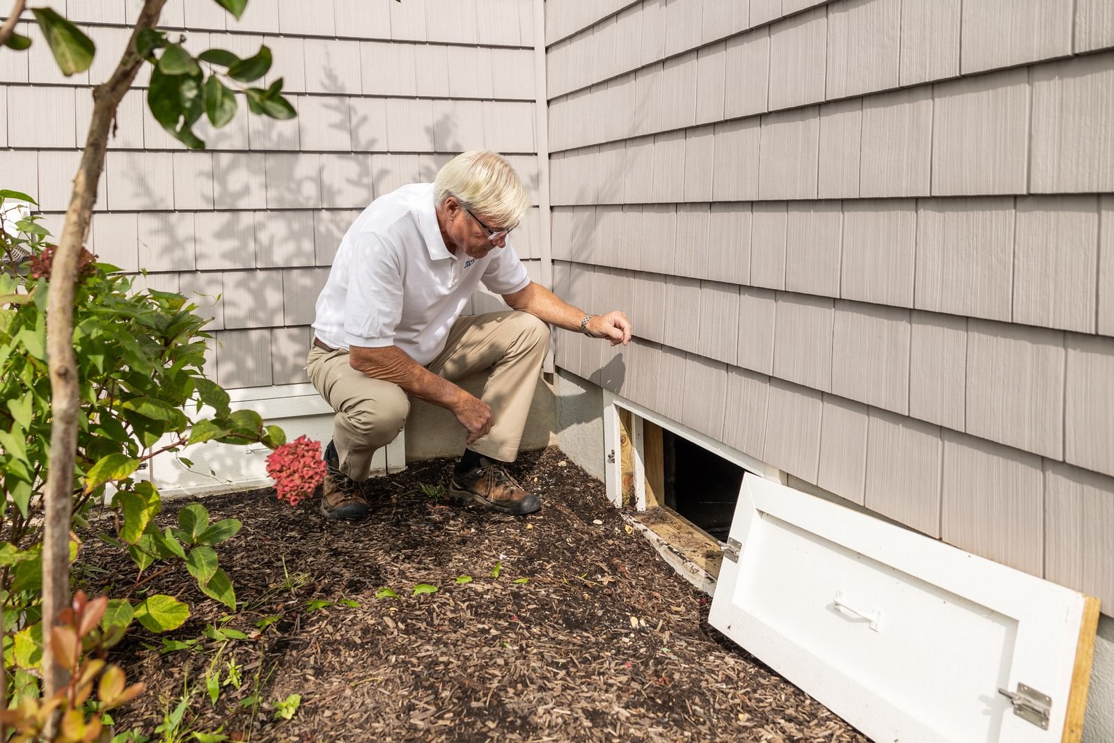 A home inspection underway in a basement